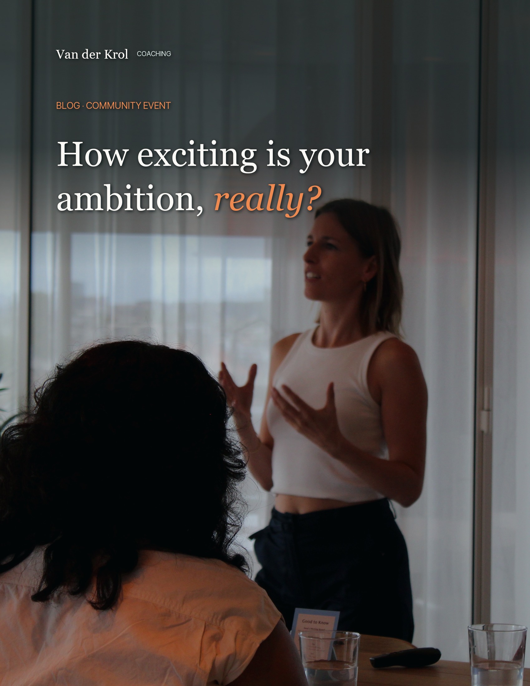 Marjolein van der Krol speaking at the Aligned & Ambitious community event